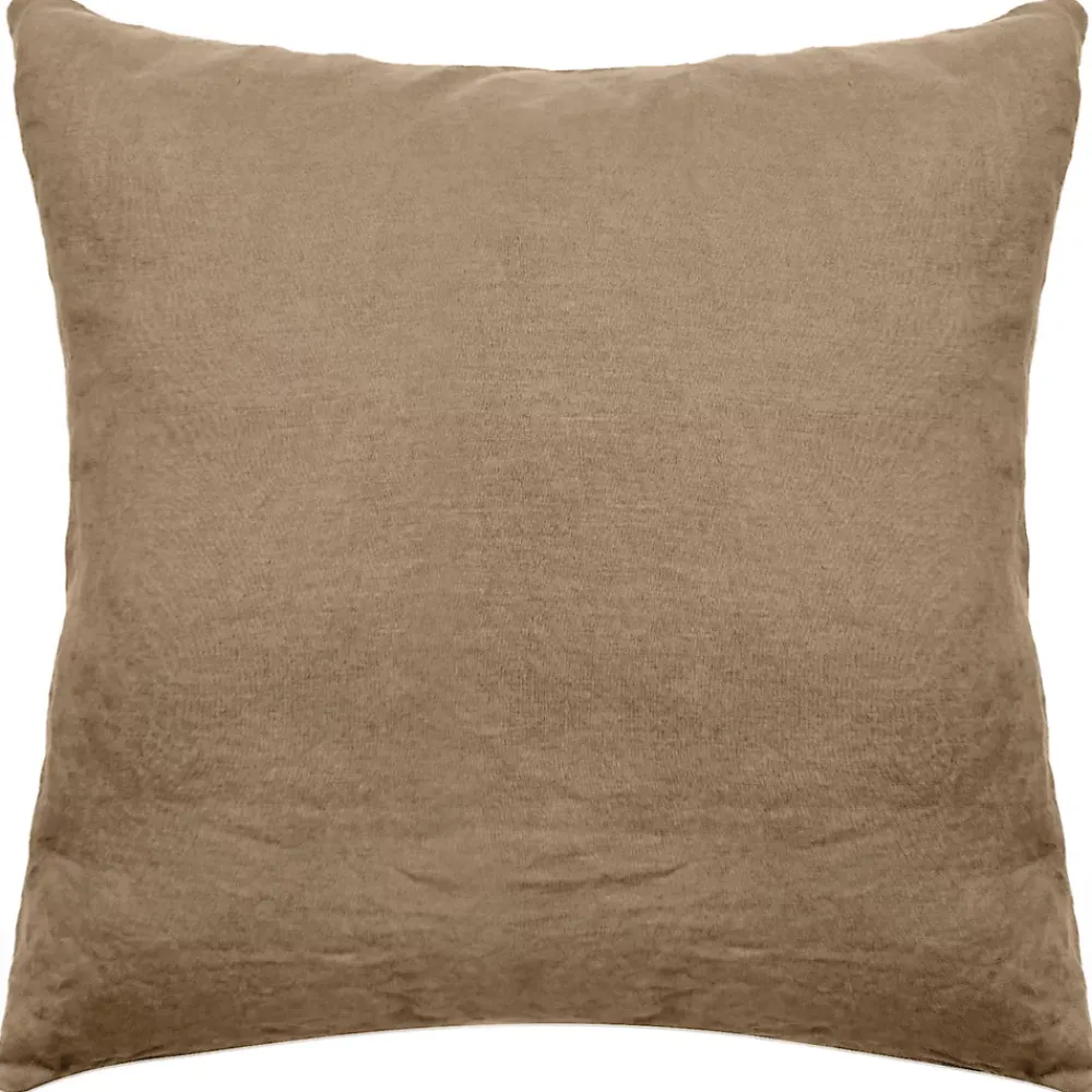 Linnea Taie d'oreiller PALACE pur coton lavé 65x65 cm uni marron cognac* Taie D'Oreiller