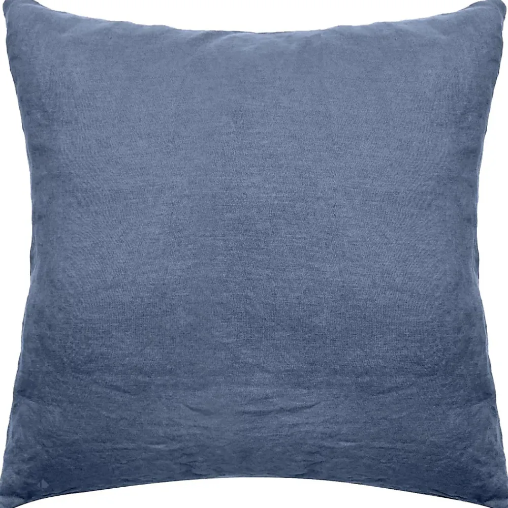 Linnea Taie d'oreiller PALACE pur coton lavé 65x65 cm uni bleu indigo* Taie D'Oreiller