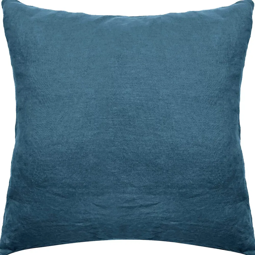 Linnea Taie d'oreiller PALACE pur coton lavé 65x65 cm uni bleu marine* Taie D'Oreiller