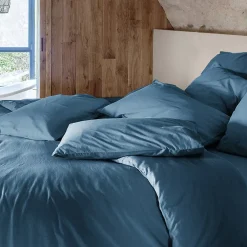 Linnea Taie d'oreiller PALACE pur coton lavé 65x65 cm uni bleu marine* Taie D'Oreiller