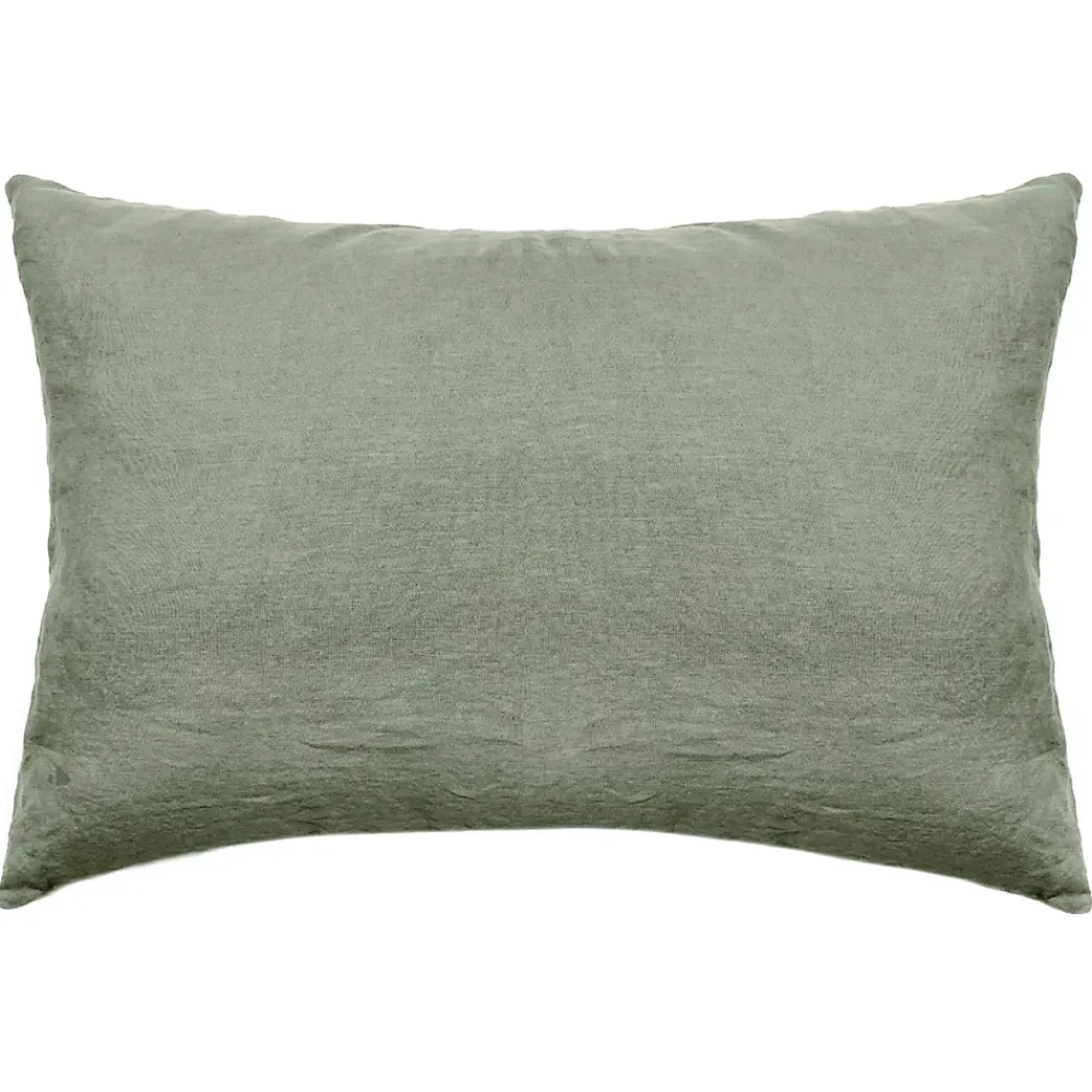Linnea Taie d'oreiller PALACE pur coton lavé 50x70 cm uni vert sauge* Taie D'Oreiller