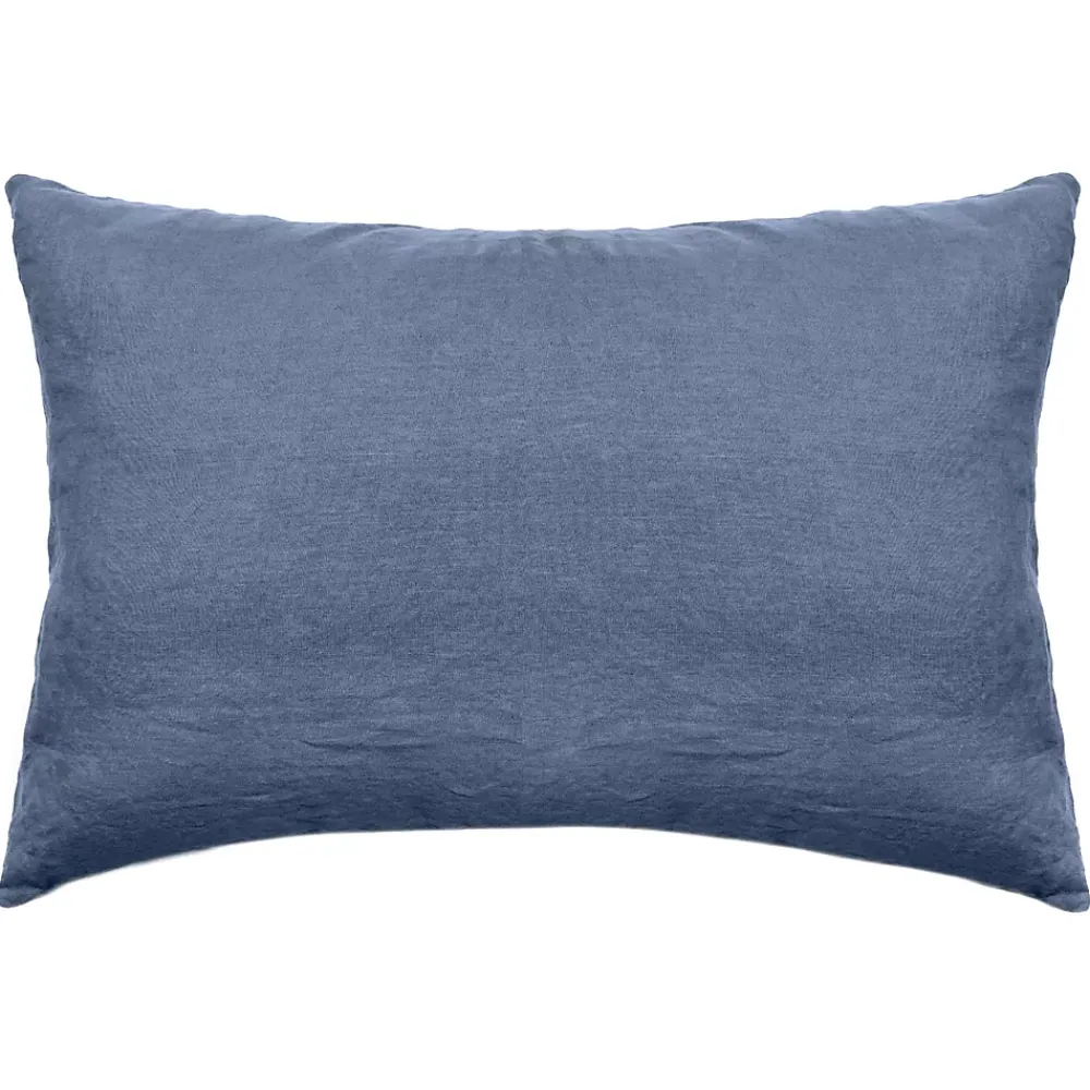 Linnea Taie d'oreiller PALACE pur coton lavé 50x70 cm uni bleu indigo* Taie D'Oreiller