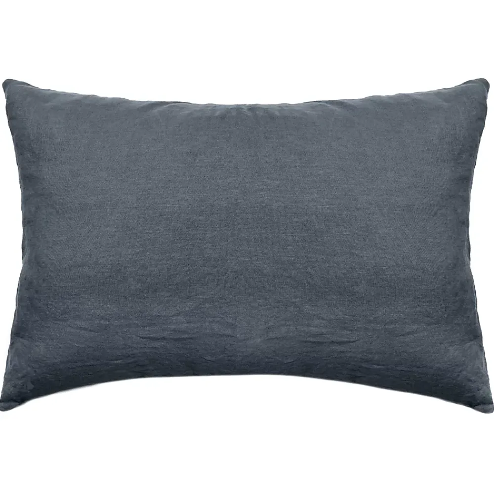 Linnea Taie d'oreiller PALACE pur coton lavé 50x70 cm uni noir granit* Taie D'Oreiller