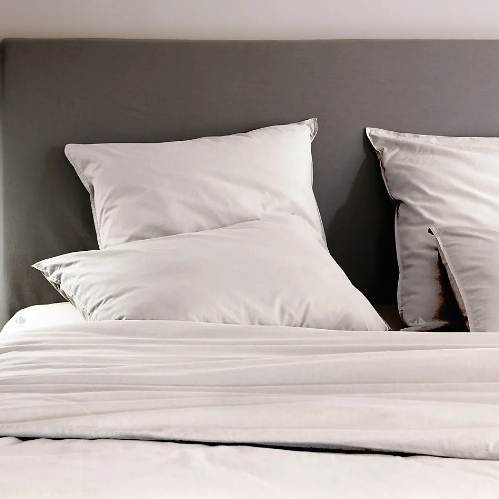 Taie d'oreiller PALACE pur coton lavé 65x65 cm uni beige naturel>Linnea Online