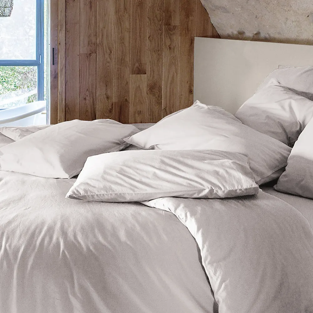 Taie d'oreiller PALACE pur coton lavé 65x65 cm uni beige naturel>Linnea Online