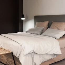 Taie d'oreiller PALACE pur coton lavé 65x65 cm uni beige naturel><noscript><img width=