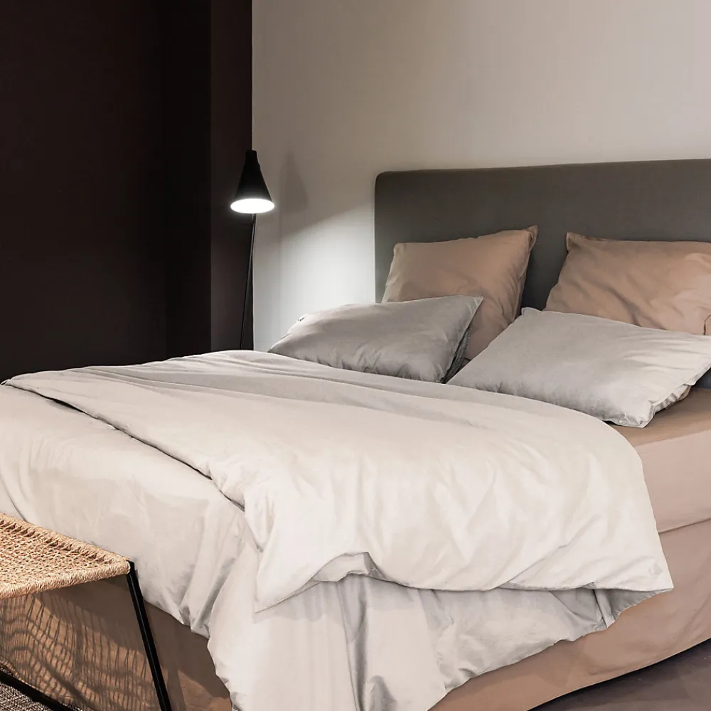 Taie d'oreiller PALACE pur coton lavé 65x65 cm uni beige naturel>Linnea Online