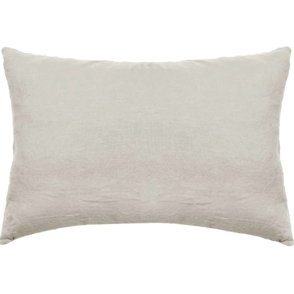 Taie d'oreiller PALACE pur coton lavé 50x70 cm uni beige nacre>Linnea Sale