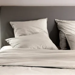 Taie d'oreiller PALACE pur coton lavé 50x70 cm uni beige nacre>Linnea Sale