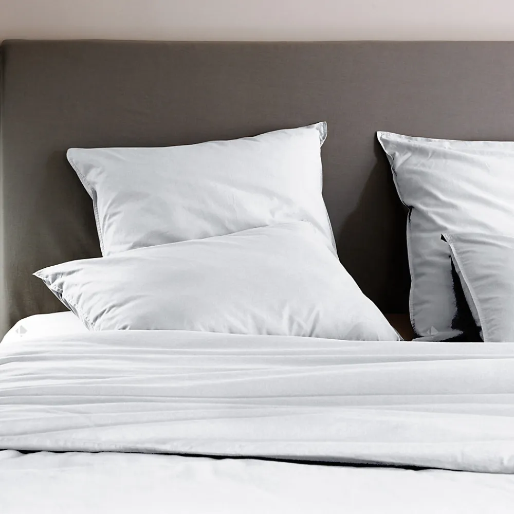 Taie d'oreiller PALACE pur coton lavé 65x65 cm uni blanc neige>Linnea New