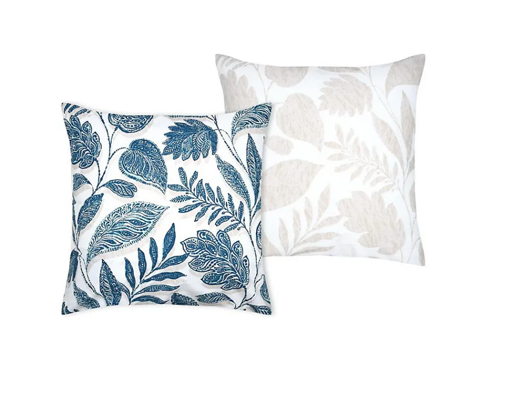 Taie d'39oreiller percale de coton motif feuillage 63x63cm>Eden Outlet