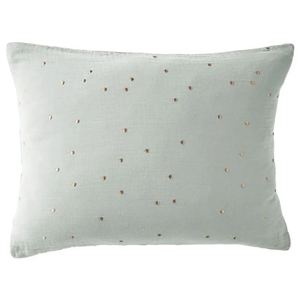 L'Effet Papillon Taie d'oreiller Pois Doré Déco "Gaïa Chic" 60 x 60 cm & 50 x 70 cm "Gaze de Coton" - Gaïa Chic Eucalyptus - 50 x 70 cm* Taie D'Oreiller