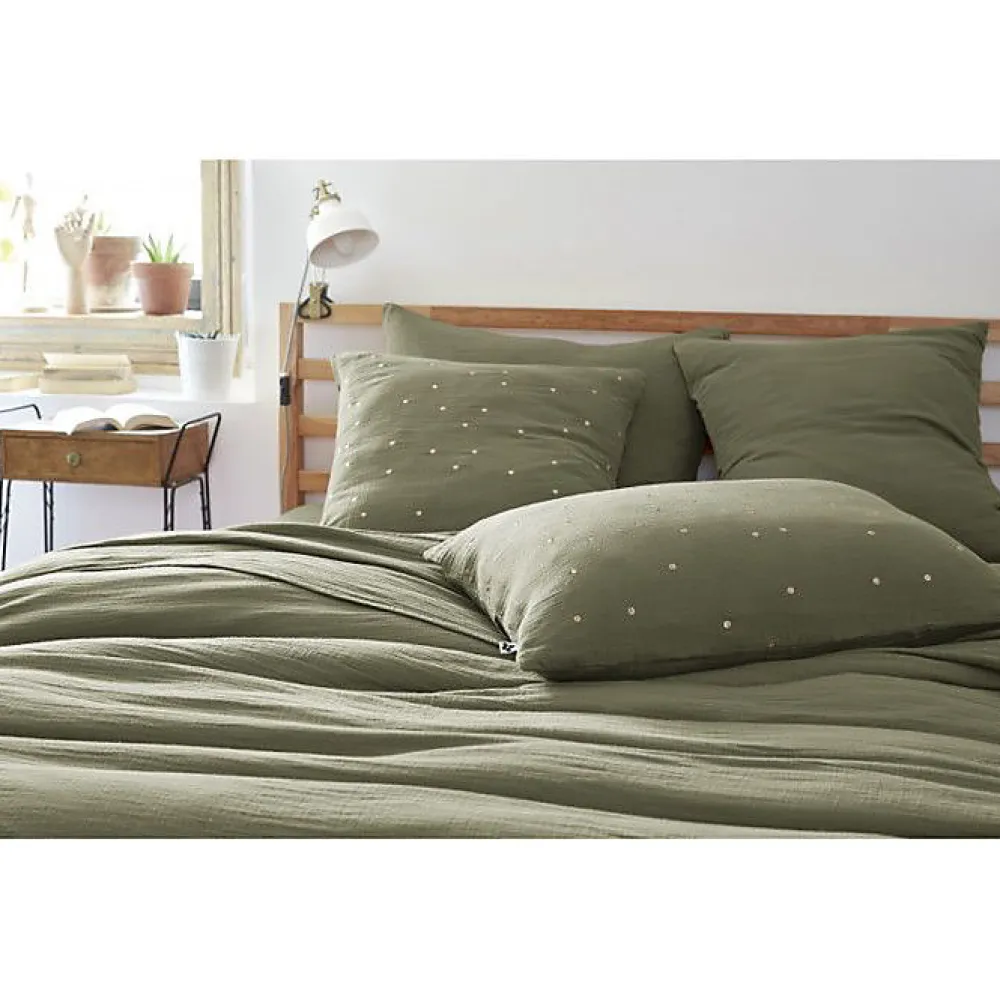 L'Effet Papillon Taie d'oreiller Pois Doré Déco "Gaïa Chic" 60 x 60 cm & 50 x 70 cm "Gaze de Coton" - Gaïa Chic Romarin - 60 x 60 cm* Taie D'Oreiller