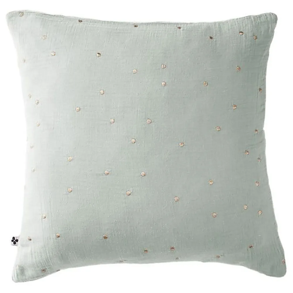 Taie d'oreiller Pois Doré Déco "Gaïa Chic" 60 x 60 cm & 50 x 70 cm "Gaze de Coton" - Gaïa Chic Eucalyptus - 60 x 60 cm>L'Effet Papillon Clearance