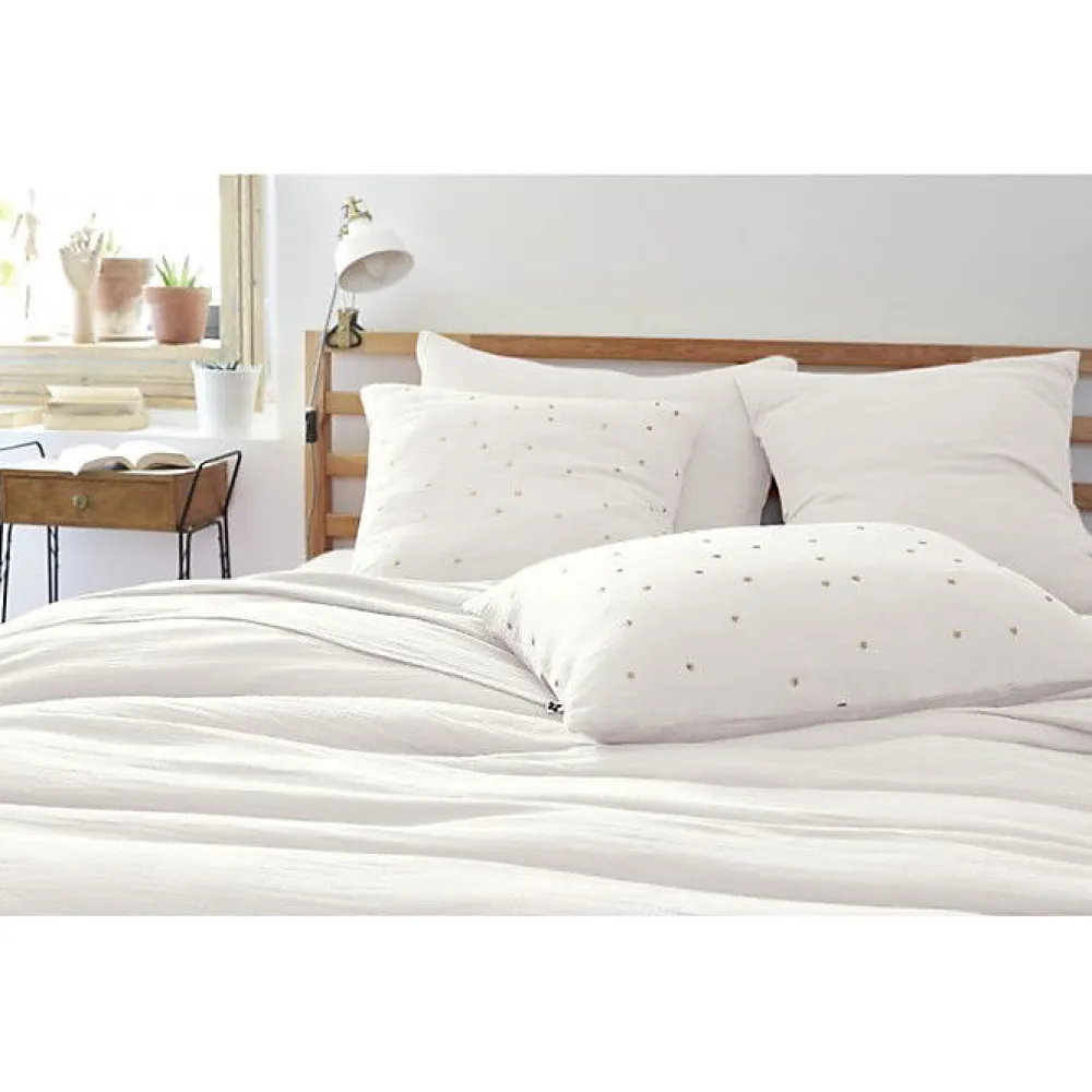 Taie d'oreiller Pois Doré Déco "Gaïa Chic" 60 x 60 cm & 50 x 70 cm "Gaze de Coton" - Gaïa Chic Chantilly - 50 x 70 cm>L'Effet Papillon Outlet