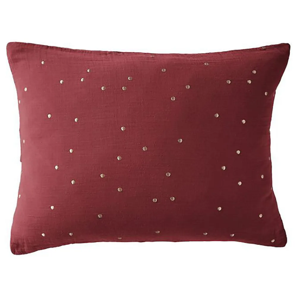 Taie d'oreiller Pois Doré Déco "Gaïa Chic" 60 x 60 cm & 50 x 70 cm "Gaze de Coton" - Gaïa Chic Lie de vin - 50 x 70 cm>L'Effet Papillon Sale