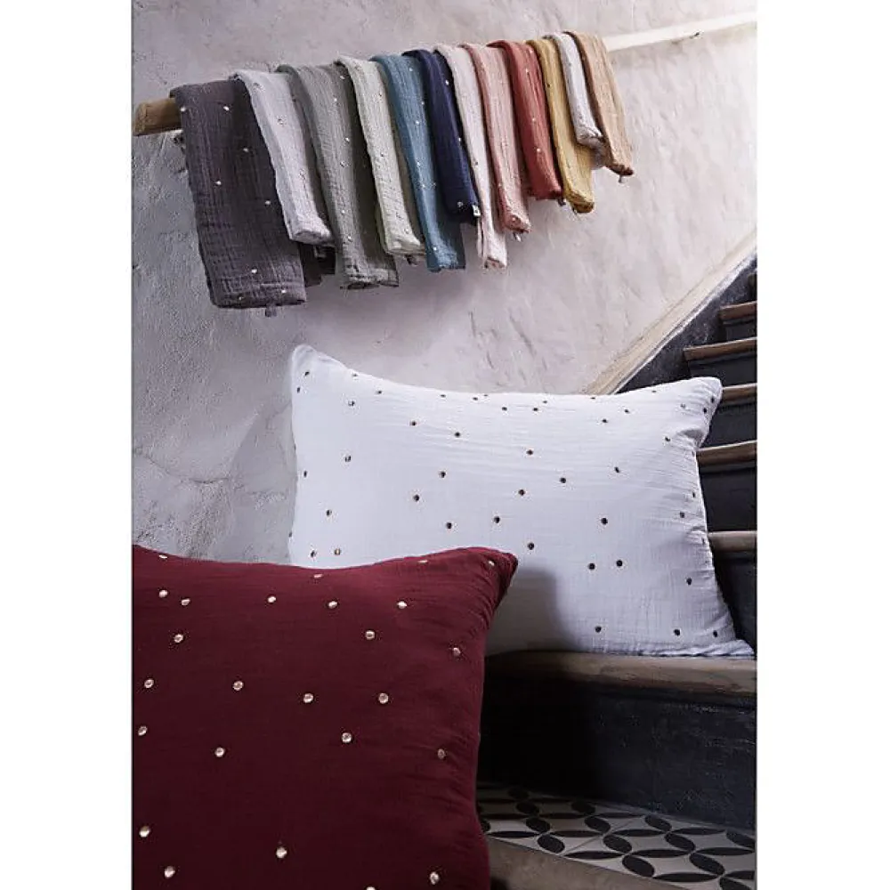 Taie d'oreiller Pois Doré Déco "Gaïa Chic" 60 x 60 cm & 50 x 70 cm "Gaze de Coton" - Gaïa Chic Lie de vin - 50 x 70 cm>L'Effet Papillon Sale