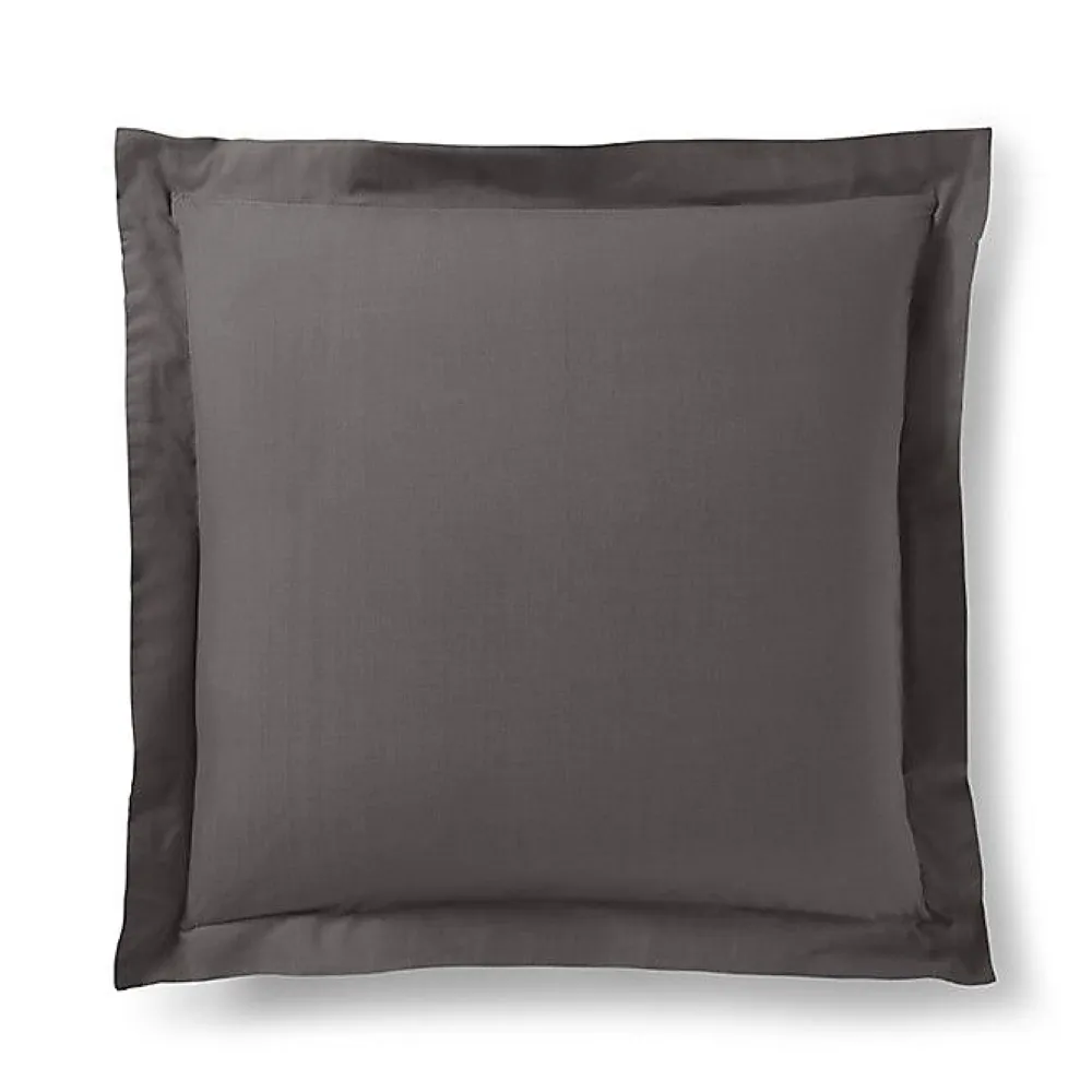 Taie d'oreiller "Prémium" toutes dimensions - Prémium Ardoise - 63 x 63 cm volant plat piqué>Coton Pur Sale