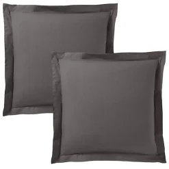 Taie d'oreiller "Prémium" toutes dimensions - Prémium Ardoise - 63 x 63 cm volant plat piqué>Coton Pur Sale