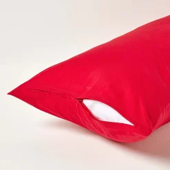 Taie d'oreiller rouge 100% coton égyptien 200 fils, 40x80 cm -><noscript><img width=