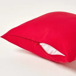 Homescapes Taie d'oreiller rouge 100% coton égyptien 200 fils, 40x40 cm -* Taie D'Oreiller
