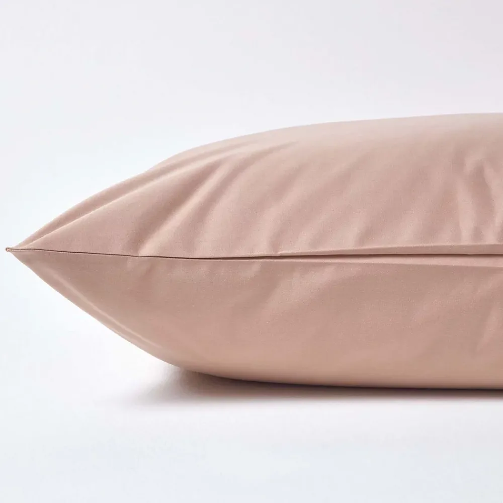 Homescapes Taie d'oreiller taupe en satin de coton égyptien 1000 fils, 40x80 cm -* Taie D'Oreiller
