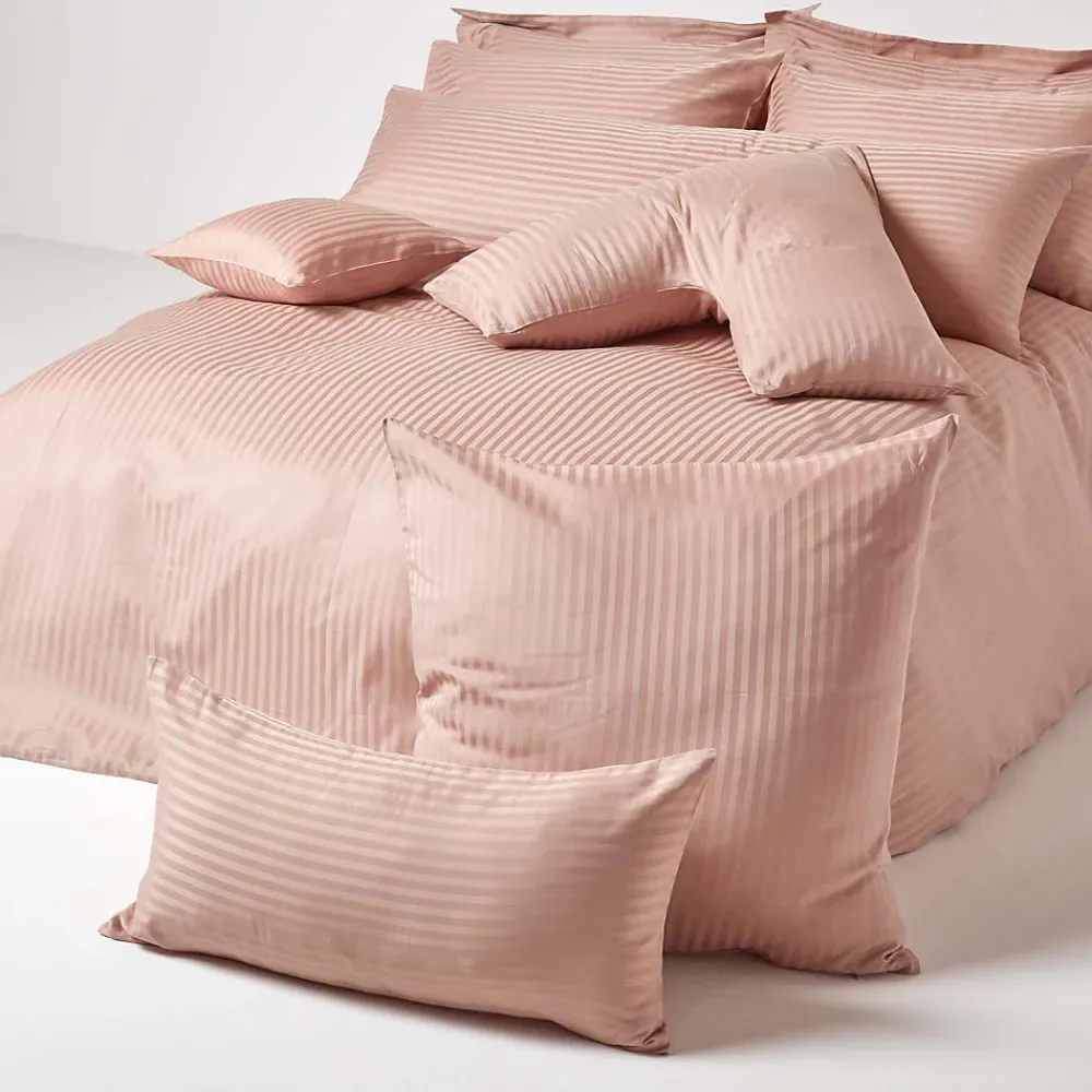 Homescapes Taie d'oreiller taupe satin rayé en coton égyptien 330 fils, 50x75 cm -* Taie D'Oreiller