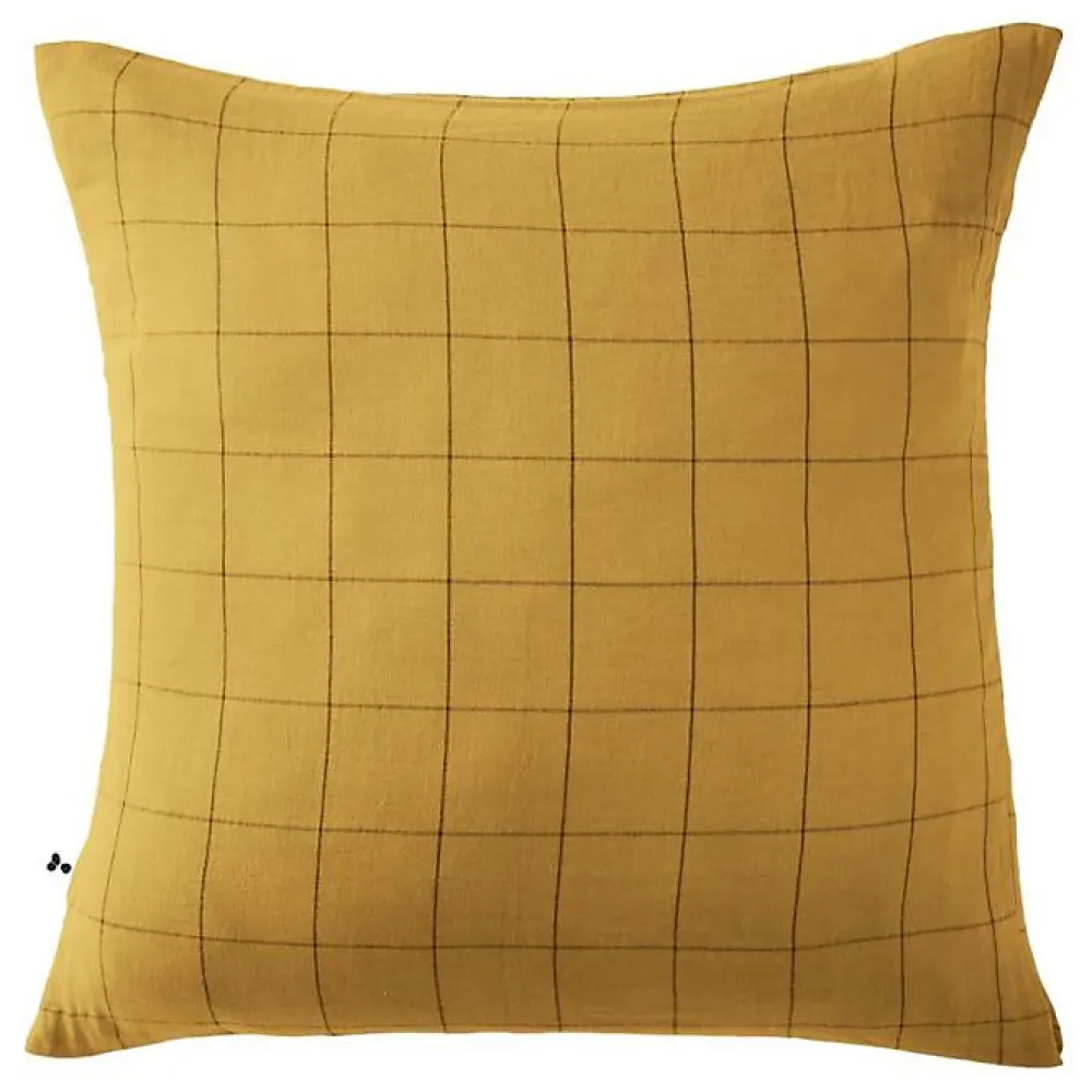 L'Effet Papillon Taie d'oreiller Tissé-teint grands carreaux Déco "Gaïa Match" 60 x 60 cm & 50 x 70 cm "Gaze de Coton" - Gaïa Match Safran - 60 x 6* Taie D'Oreiller