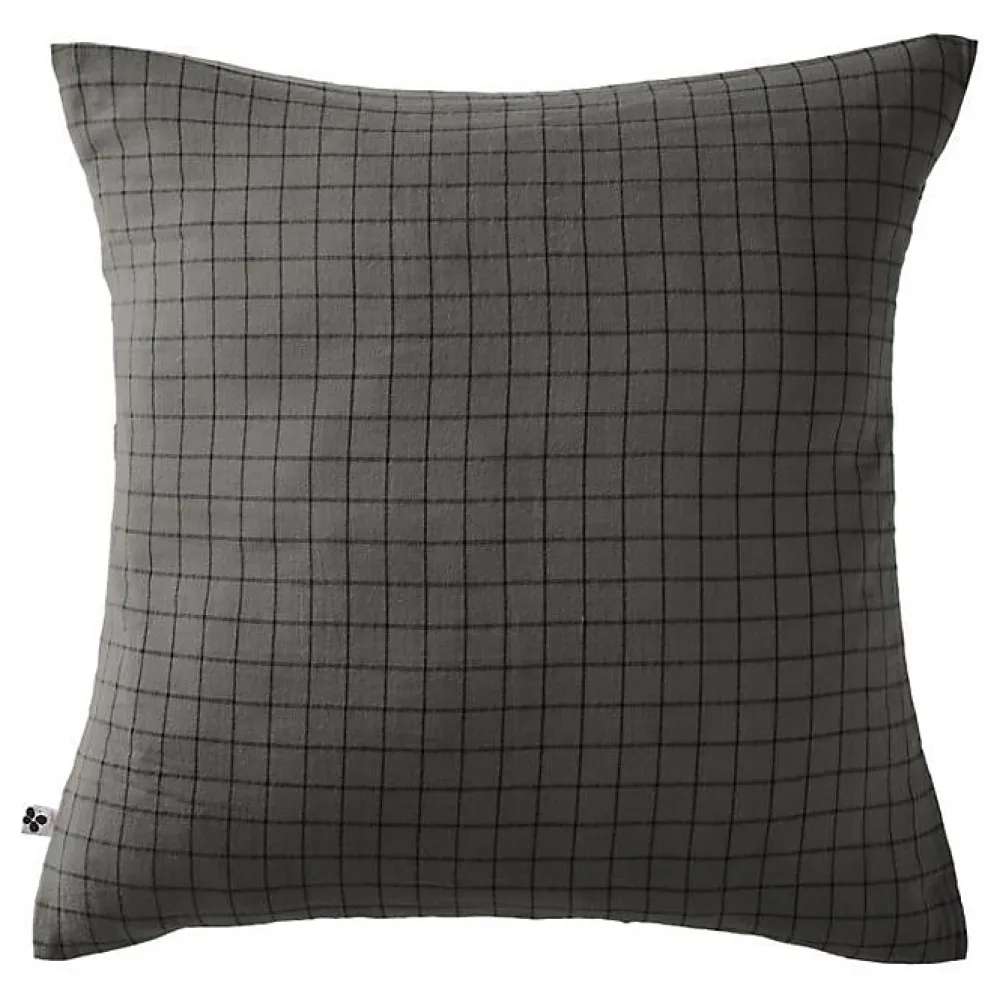 L'Effet Papillon Taie d'oreiller Tissé-teint petits carreaux Déco "Gaïa Mix" 60 x 60 cm & 50 x 70 cm "Gaze de Coton" - Gaïa Mix Granit - 60 x 60 cm* Taie D'Oreiller