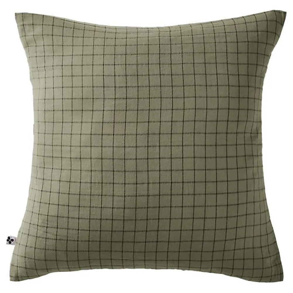 L'Effet Papillon Taie d'oreiller Tissé-teint petits carreaux Déco "Gaïa Mix" 60 x 60 cm & 50 x 70 cm "Gaze de Coton" - Gaïa Mix Romarin - 60 x 60 c* Taie D'Oreiller