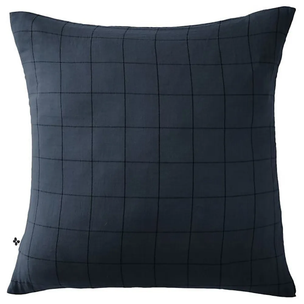 L'Effet Papillon Taie d'oreiller Tissé-teint grands carreaux Déco "Gaïa Match" 60 x 60 cm & 50 x 70 cm "Gaze de Coton" - Gaïa Match Minuit - 60 x 6* Taie D'Oreiller