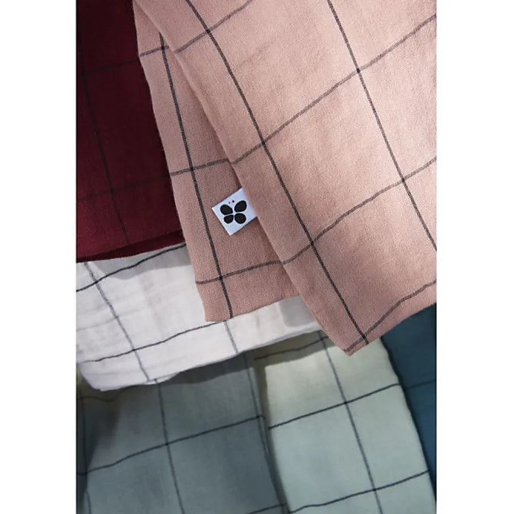 L'Effet Papillon Taie d'oreiller Tissé-teint grands carreaux Déco "Gaïa Match" 60 x 60 cm & 50 x 70 cm "Gaze de Coton" - Gaïa Match Rose Pêche - 60* Taie D'Oreiller