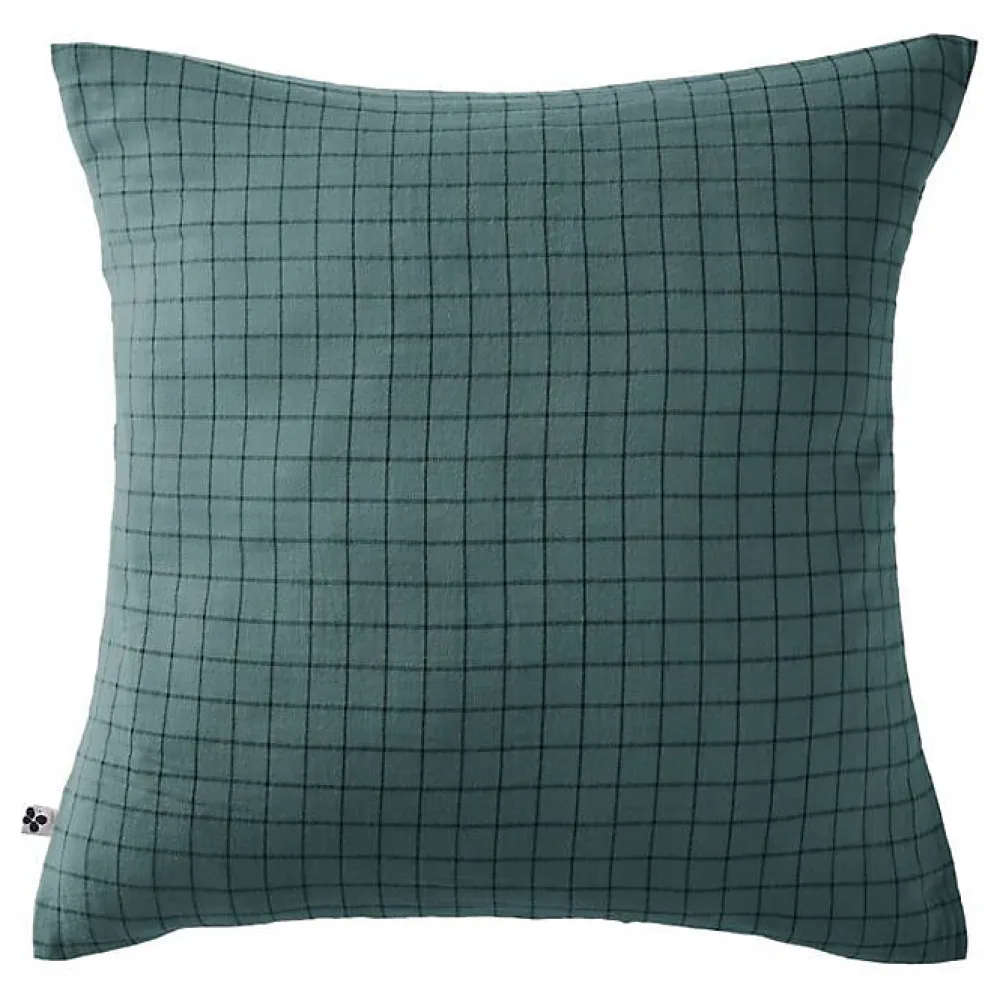 L'Effet Papillon Taie d'oreiller Tissé-teint petits carreaux Déco "Gaïa Mix" 60 x 60 cm & 50 x 70 cm "Gaze de Coton" - Gaïa Mix Canard - 60 x 60 cm* Taie D'Oreiller