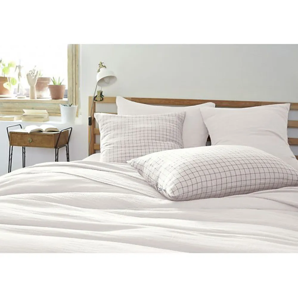 Taie d'oreiller Tissé-teint petits carreaux Déco "Gaïa Mix" 60 x 60 cm & 50 x 70 cm "Gaze de Coton" - Gaïa Mix Chantilly - 60 x 60>L'Effet Papillon Discount