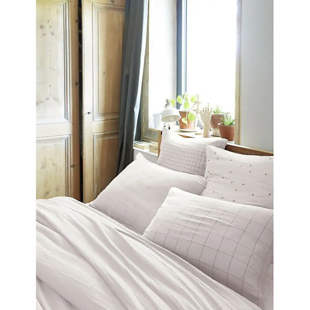 Taie d'oreiller Tissé-teint petits carreaux Déco "Gaïa Mix" 60 x 60 cm & 50 x 70 cm "Gaze de Coton" - Gaïa Mix Chantilly - 60 x 60>L'Effet Papillon Discount