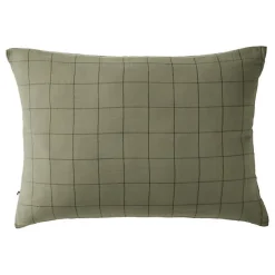 Taie d'oreiller Tissé-teint grands carreaux Déco "Gaïa Match" 60 x 60 cm & 50 x 70 cm "Gaze de Coton" - Gaïa Match Romarin - 50 x>L'Effet Papillon Hot