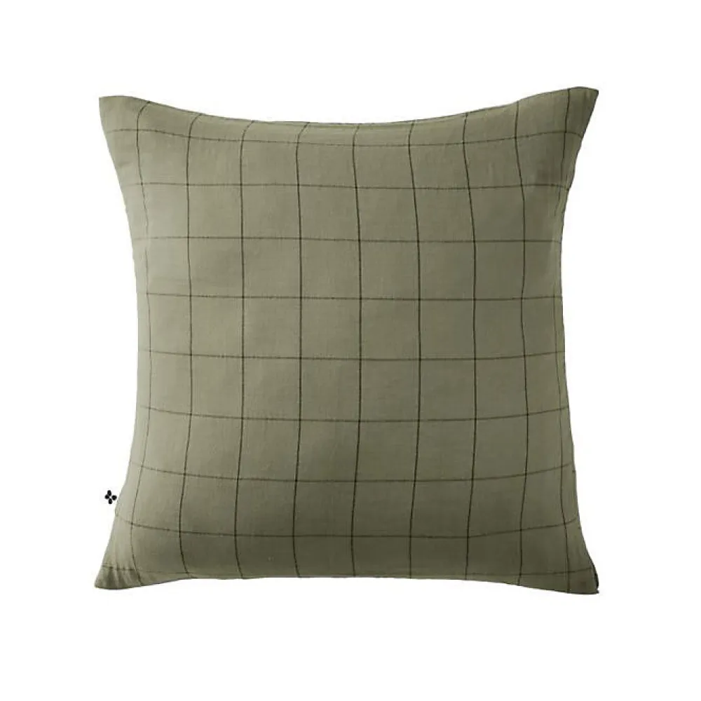 L'Effet Papillon Taie d'oreiller Tissé-teint grands carreaux Déco "Gaïa Match" 60 x 60 cm & 50 x 70 cm "Gaze de Coton" - Gaïa Match Romarin - 60 x* Taie D'Oreiller