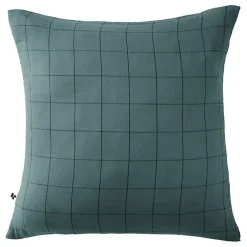 Taie d'oreiller Tissé-teint grands carreaux Déco "Gaïa Match" 60 x 60 cm & 50 x 70 cm "Gaze de Coton" - Gaïa Match Canard - 60 x 6>L'Effet Papillon Hot