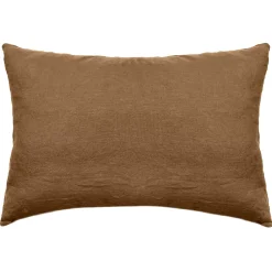 Linnea Taie d'oreiller uni 50x70 cm 100% lin lavé SONATE marron Cognac* Taie D'Oreiller