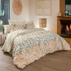 Taie d'oreiller uni 65x65 cm en coton ÉVASION pêche écru><noscript><img width=