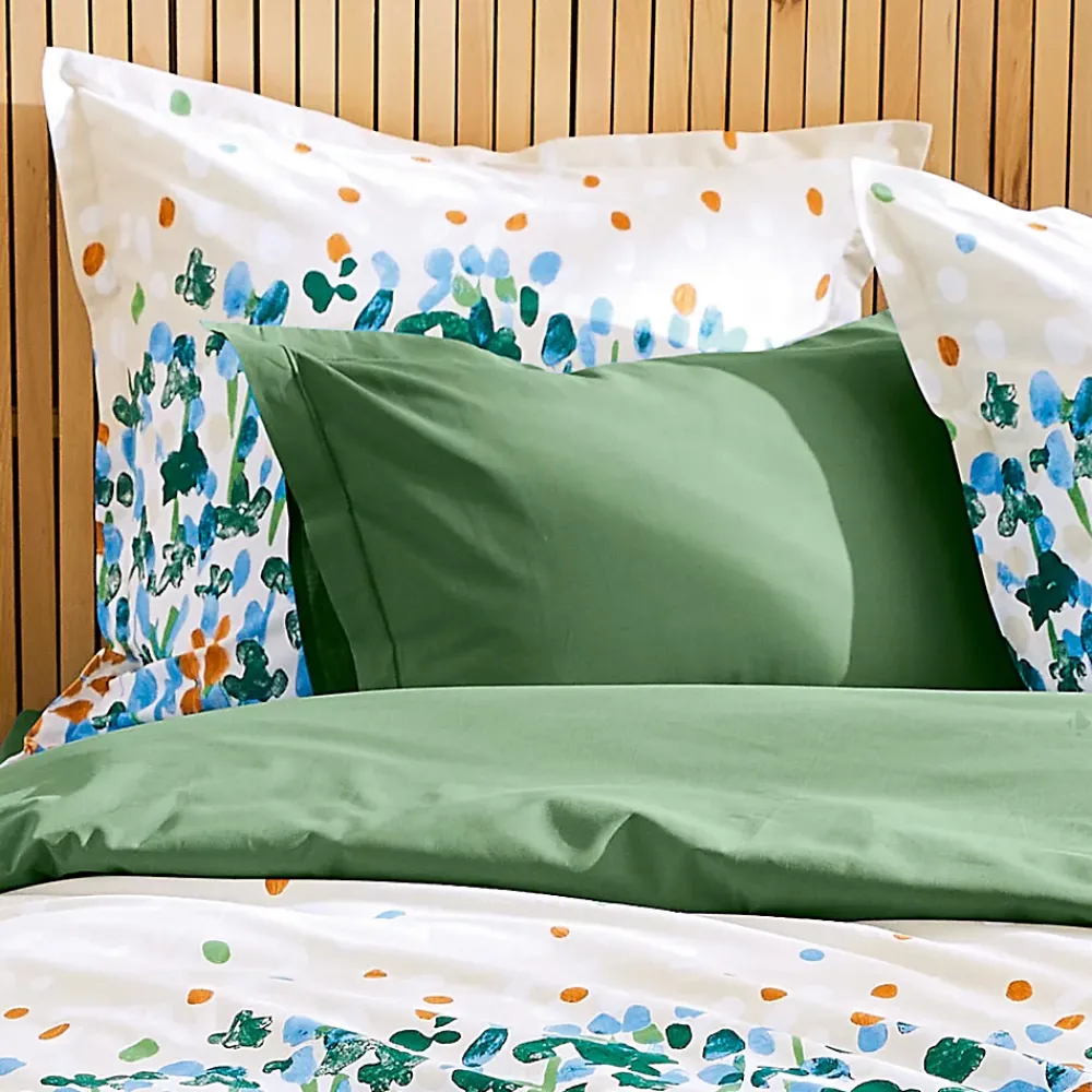 Linnea Taie d'oreiller uni 50x70 cm en coton ÉVASION Vert fougère* Taie D'Oreiller