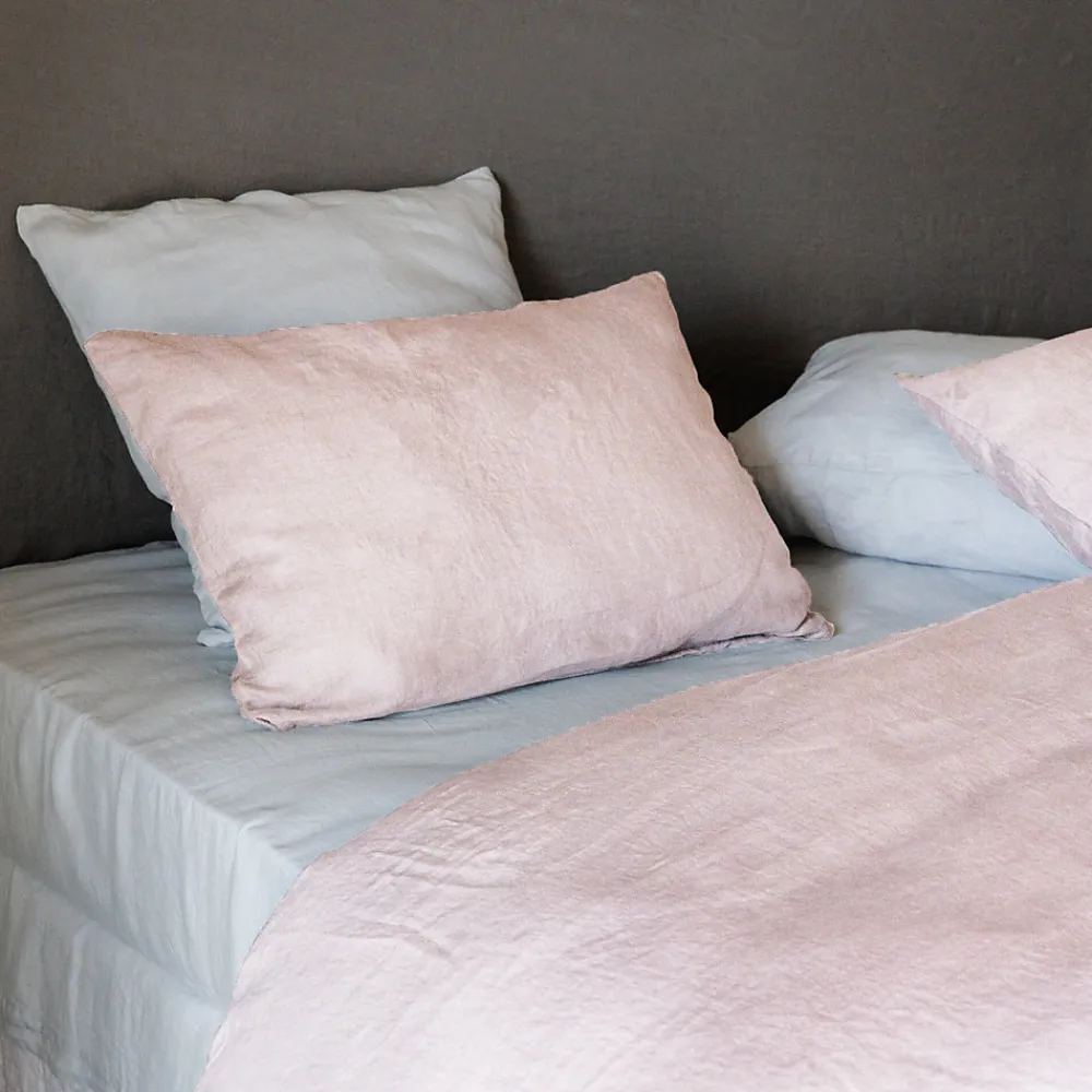 Taie d'oreiller uni 65X65 cm lin lavé froissé SONATE rose Rose>Linnea Outlet