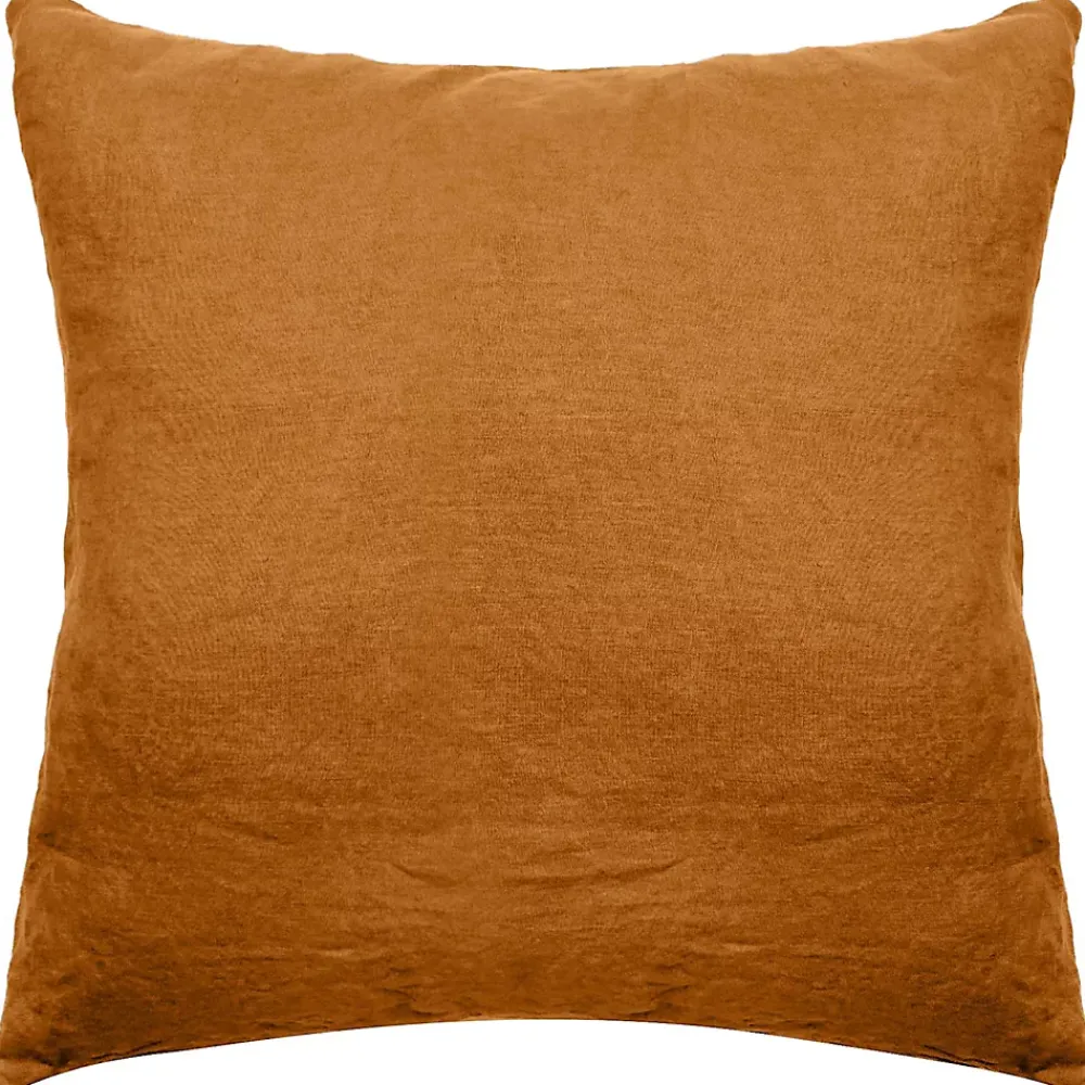 Linnea Taie d'oreiller uni 65X65 cm lin lavé froissé SONATE orange Terracotta* Taie D'Oreiller
