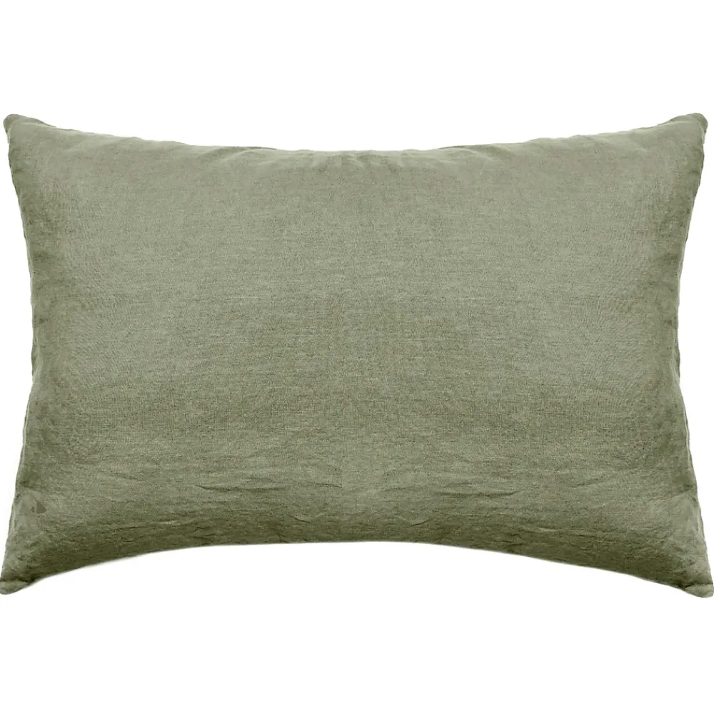Taie d'oreiller uni 50x70 cm lin lavé froissé SONATE vert Sauge>Linnea Best