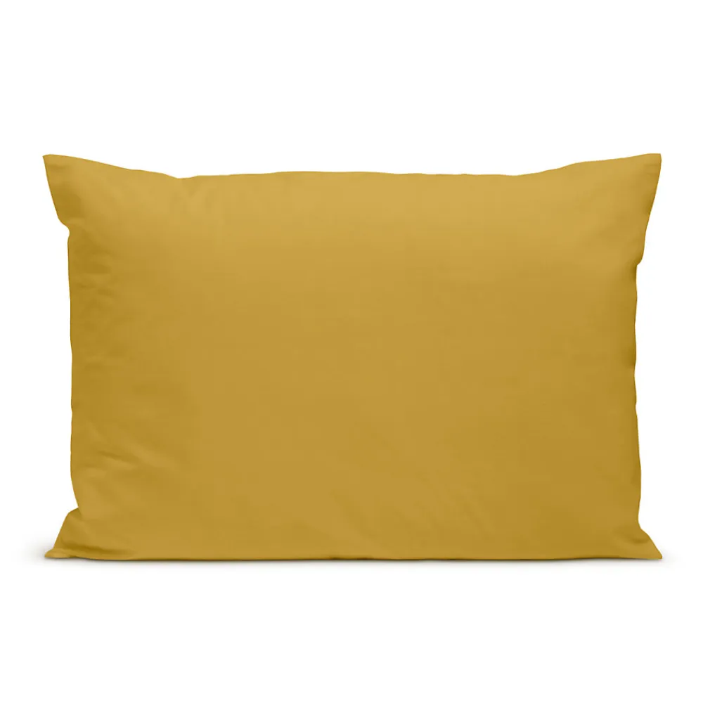 Taie d'oreiller unie 50x75cm PERCALE MOUTARDE>Bleu Calin Clearance