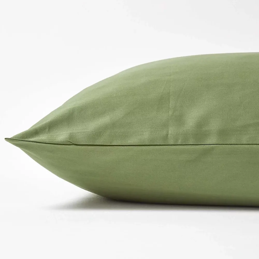 Homescapes Taie d'oreiller vert mousse en coton égyptien bio 400 fils, 40x80 cm -* Taie D'Oreiller