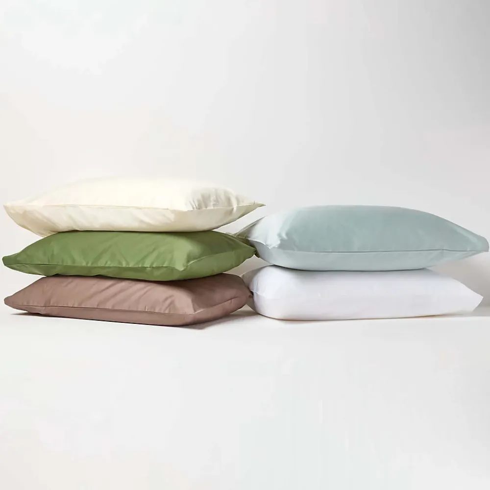 Homescapes Taie d'oreiller vert mousse en coton égyptien bio 400 fils, 40x80 cm -* Taie D'Oreiller