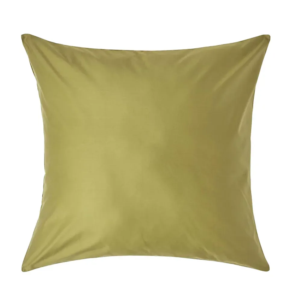 Homescapes Taie d'oreiller vert olive en satin de coton égyptien 1000 fils, 80x80 cm -* Taie D'Oreiller