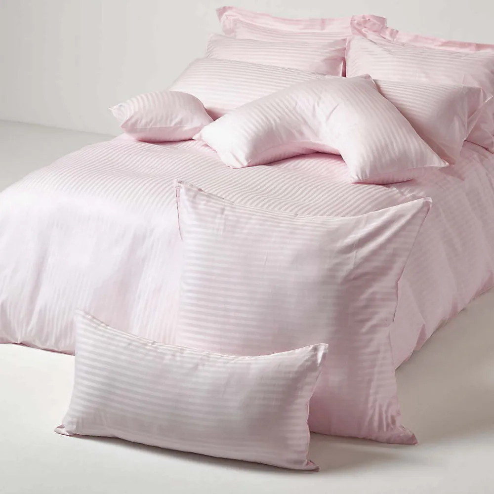 Taie d'oreiller violet satin rayé en coton égyptien 330 fils, 80x80 cm ->Homescapes New