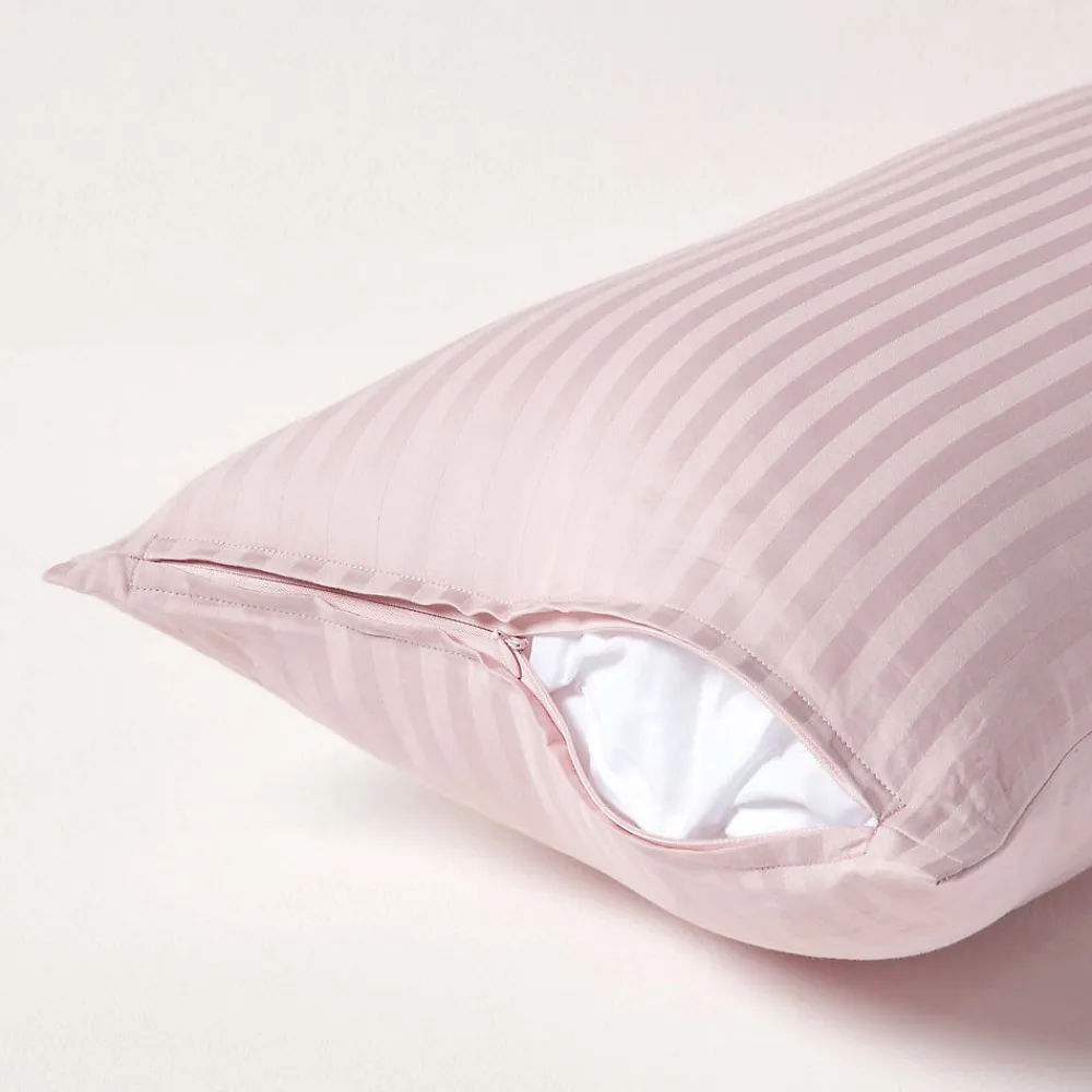Taie d'oreiller violet satin rayé en coton égyptien 330 fils, 40x80 cm ->Homescapes Hot